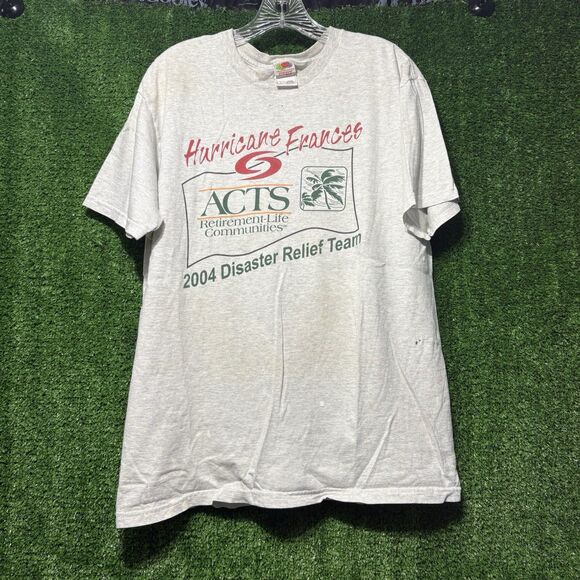 Mens Vintage 2004 Hurricane Frances Disaster Relief Team Short Sleeve Shirt Sz L - Picture 1 of 12